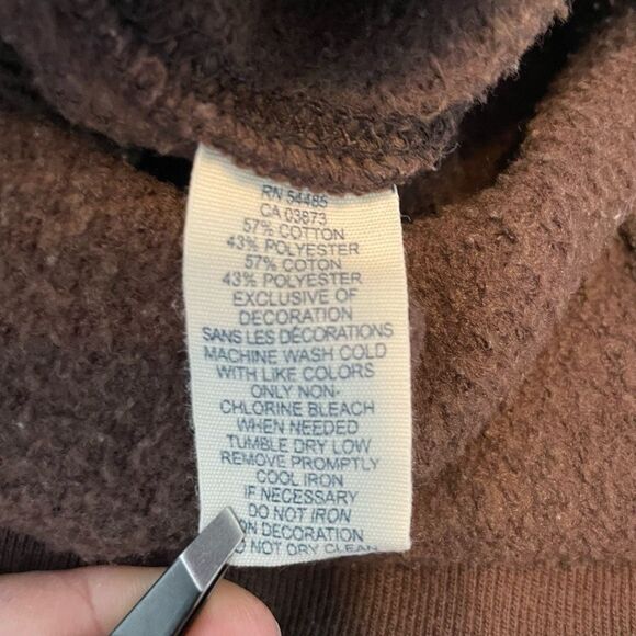 American Eagle Graphic Hoodie Sweatshirt Brown Fleece Long Sleeve Pull-Over M - Picture 8 of 10